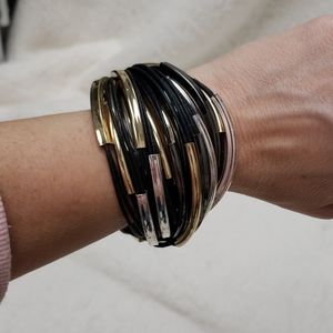 Gold Silver Black Clasp Bracelet